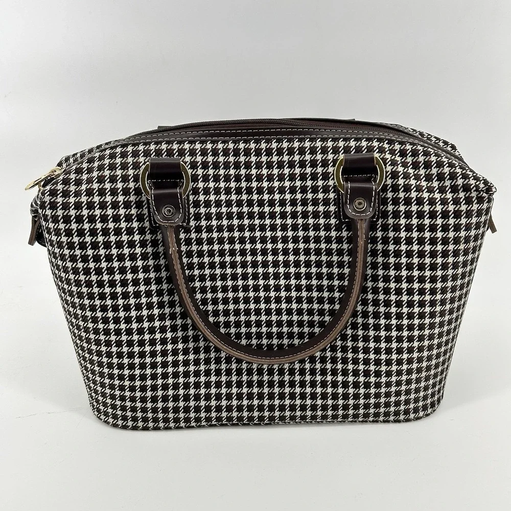 Towne London Fog Travel Duffel Bag Houndstooth Carry On Weekender Cabin Bag NWOT